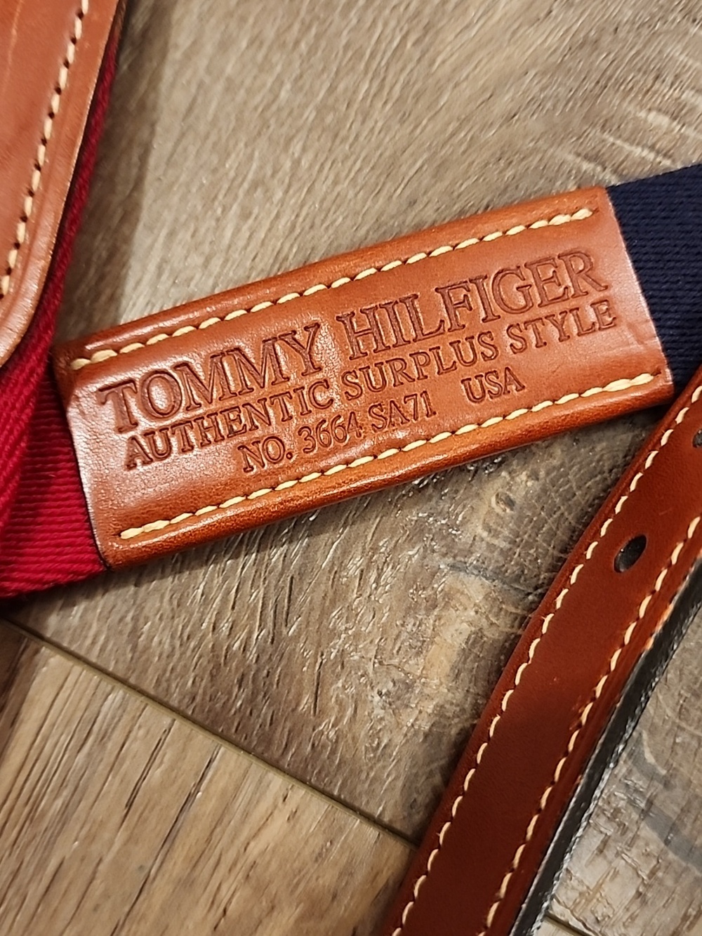 Vintage 90s Y2K Tommy Hilfiger Belt Surplus Style Brass Buckle USA Men's size 34